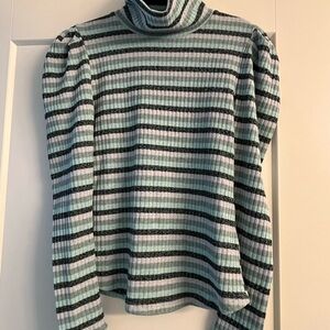Anthropologie Striped Turtleneck Sweater - Black, Gray, White